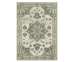 Pamona Ivory & Blue Geometric Medallion Area Rug -Home Decor Store 810584881 3