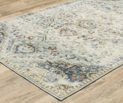 Ludlow Blue & Tan Floral Medallion Area Rug -Home Decor Store 810584901 1