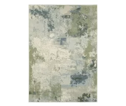 Lawton Blue & Green Abstract Area Rug, (7.1' X 10')