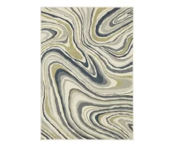 Goodman Ivory & Navy Swirl Area Rug, (3.3' X 5')