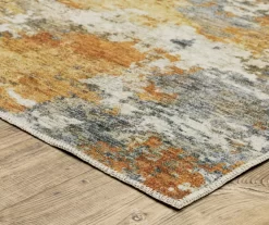 Malay Blue & Gold Abstract Area Rug, (2' X 8') -Home Decor Store 810584998 3