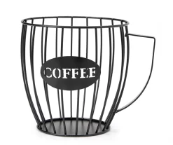 "Coffee" Black Cup-Shaped Wire Storage Basket