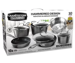 Diamond Hammered Non-Stick Aluminum 10-Piece Cookware Set