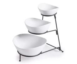 Gracious Dining 3-Piece Ceramic Bowl Set With Metal Rack