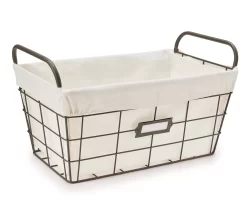 Foundry Black & Beige Metal Small Storage Basket