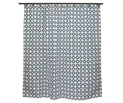 White & Black Round Up Medium-Weight PEVA Shower Liner