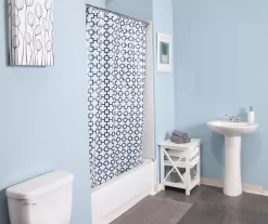 White & Black Round Up Medium-Weight PEVA Shower Liner -Home Decor Store 810587868 3