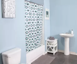 White, Aqua & Black Lots Of Dots Medium-Weight PEVA Shower Liner -Home Decor Store 810587870 3