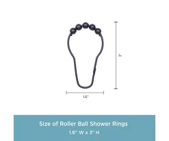 Black Beaded Roller Shower Curtain Double Hooks, 12-Pack -Home Decor Store 810587937 3