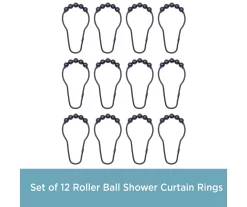 Black Beaded Roller Shower Curtain Double Hooks, 12-Pack -Home Decor Store 810587937 4