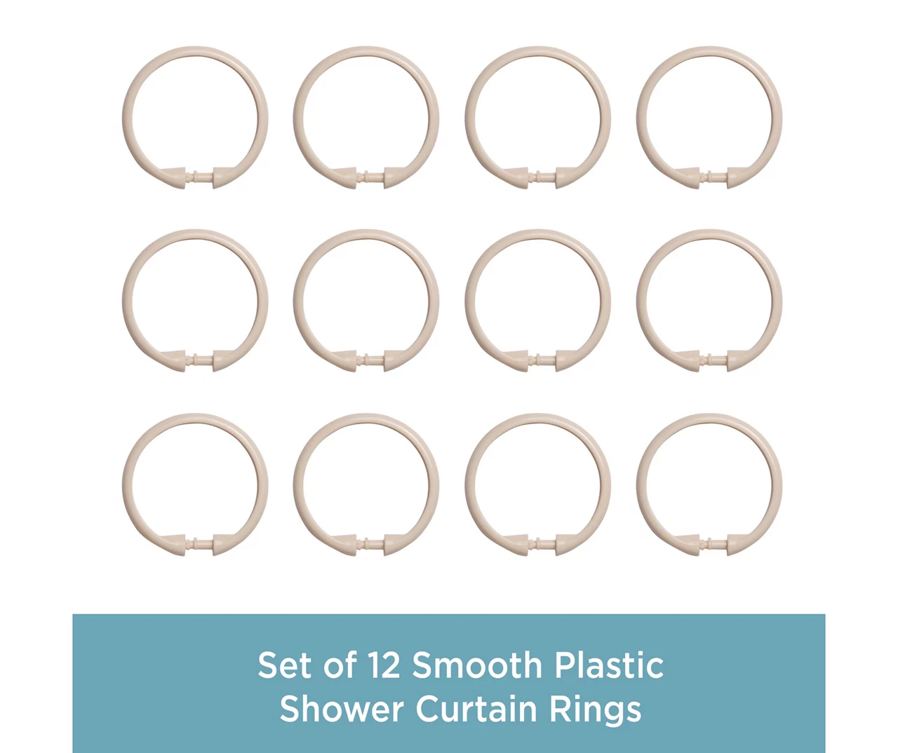 Cream Smooth Shower Curtain Double Hooks, 12-Pack 4 Cream Smooth Shower Curtain Double Hooks, 12-Pack - Image 4