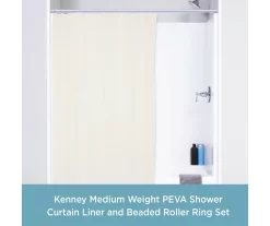 Kenney 13-Piece Medium-Weight PEVA Shower Liner & Roller Ring Set -Home Decor Store 810587948 2