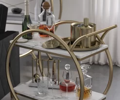 Amelia White Marble 2-Shelf Bar Cart -Home Decor Store 810589212 1