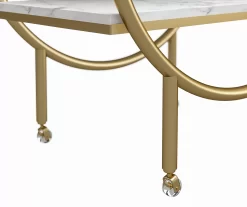 Amelia White Marble 2-Shelf Bar Cart -Home Decor Store 810589212 2