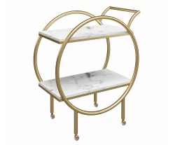 Amelia White Marble 2-Shelf Bar Cart