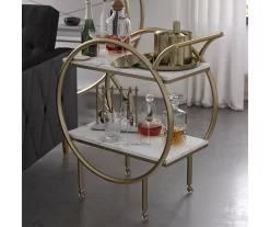 Amelia White Marble 2-Shelf Bar Cart -Home Decor Store 810589212 5