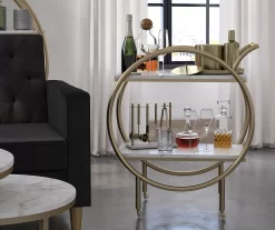 Amelia White Marble 2-Shelf Bar Cart -Home Decor Store 810589212 6