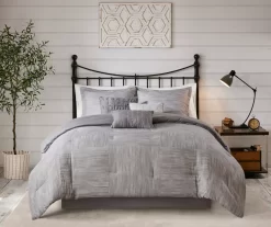 Kelan Gray Streak Patchwork Seersucker California King 7-Piece Comforter Set