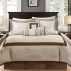 Beverly Taupe & Brown Color Block California King 7-Piece Comforter Set