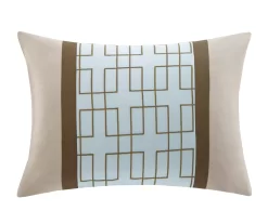 Beverly Light Blue & Brown Color Block Queen 7-Piece Comforter Set -Home Decor Store 810590778 810590777 810590776 4