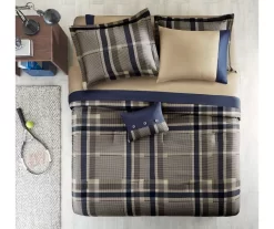 Rick Navy & Beige Crisscross Full 9-Piece Comforter Set -Home Decor Store 810590798 810590797 810590796 810590795 3