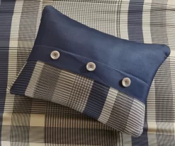 Rick Navy & Beige Crisscross Full 9-Piece Comforter Set -Home Decor Store 810590798 810590797 810590796 810590795 7