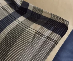 Rick Navy & Beige Crisscross Full 9-Piece Comforter Set -Home Decor Store 810590798 810590797 810590796 810590795 8