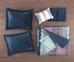 Blaire Navy & Aqua Boho Medallion Queen 10-Piece Comforter Set -Home Decor Store 810590802 810590801 810590800 810590799 5