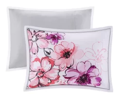 Skye White & Pink Floral Full/Queen 5-Piece Comforter Set -Home Decor Store 810590830 810590829 810590826 4 1