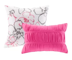 Skye White & Pink Floral Full/Queen 5-Piece Comforter Set -Home Decor Store 810590830 810590829 810590826 5 1