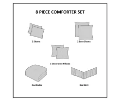 Eliot Tan & Beige Damask Jacquard Queen 8-Piece Comforter Set -Home Decor Store 810590840 810590839 810590838 12