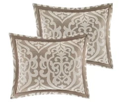 Eliot Tan & Beige Damask Jacquard Queen 8-Piece Comforter Set -Home Decor Store 810590840 810590839 810590838 4