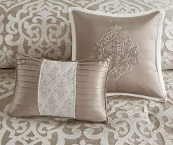 Eliot Tan & Beige Damask Jacquard Queen 8-Piece Comforter Set -Home Decor Store 810590840 810590839 810590838 6