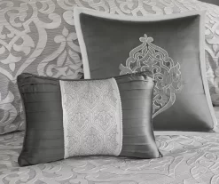 Eliot Silver & White Damask Jacquard King 8-Piece Comforter Set -Home Decor Store 810590843 810590842 810590841 6