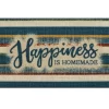 "Happiness" Blue & Beige Color Block Kitchen Rug, (30" X 18")