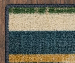 "Happiness" Blue & Beige Color Block Kitchen Rug, (30" X 18") -Home Decor Store 810591259 5