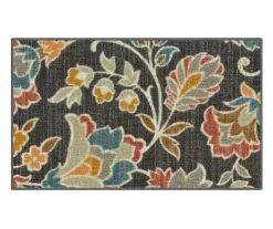 Mynah Gray & Mustard Floral Kitchen Rug, (30" X 18")
