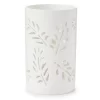 White Leaf Cutout Ceramic Hurricane
