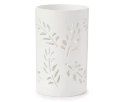 White Leaf Cutout Ceramic Hurricane