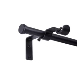 Black 5/8" Double Conversion Curtain Rod Kit, (30"-84")