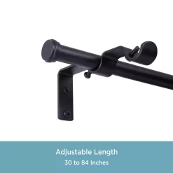 Black 5/8" Double Conversion Curtain Rod Kit, (30"-84") -Home Decor Store 810591622 3