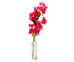 Grecian Getaway Red Artificial Bougainvillea Stem With Glass Vase