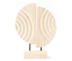 Zenspired Brown Carved Split Circle Tabletop Decor