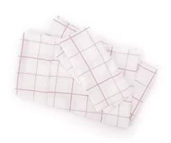 Red & White Windowpane Plaid King 4-Piece Microfiber Sheet Set