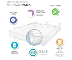 Light Gray 600-Thread Count Pima Cotton King 4-Piece Sheet Set -Home Decor Store 810595439 810595440 810595711 810595713 D0 12