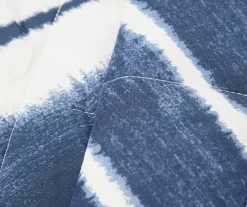 Real Living Grecian Getaway Navy & White Tie-Dye Stripe Reversible Microfiber Quilt -Home Decor Store 810595669 2 A8