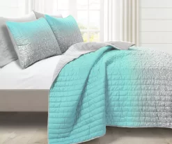 Lush Decor Glitter Ombre Print Quilt & Pillowcase Set