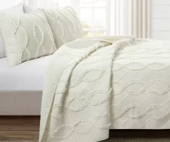 Lush Decor Avon Ivory Ruffled Helix Pattern Quilt Set -Home Decor Store 810596039 1