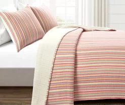 Lush Decor Rust, Yellow & Blue Stripe Quilted Coverlet Set -Home Decor Store 810596059 1
