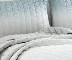 Blue & Gray Crinkle Ombre Full/Queen 3-Piece Quilt Set -Home Decor Store 810596077 2